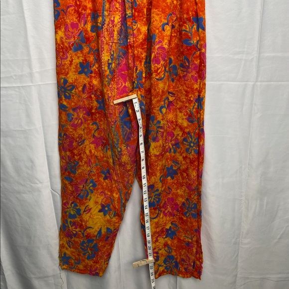 Floral Hawaiian tropical vintage tie dye parachute pants - Picture 4 of 6